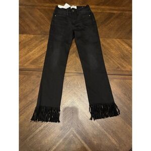 Frame Le High Straight Fringe Hem Jeans Black High Rise LHSTFG208 Size 25